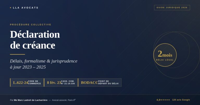 Avocat expliquant la déclaration de créance en procédure collective — LLA Avocats Paris